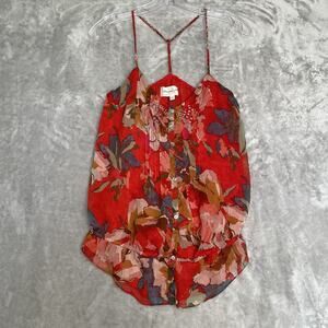 Abercrombie & Fitch A&F Top Womens Small Red Floral Blouse Sleeveless Boho READ